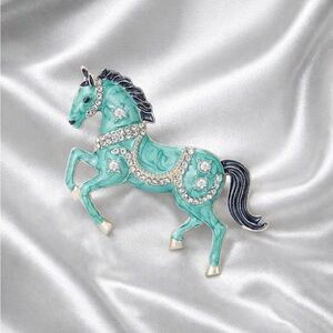 Vintage Aquamarine Horse Brooch